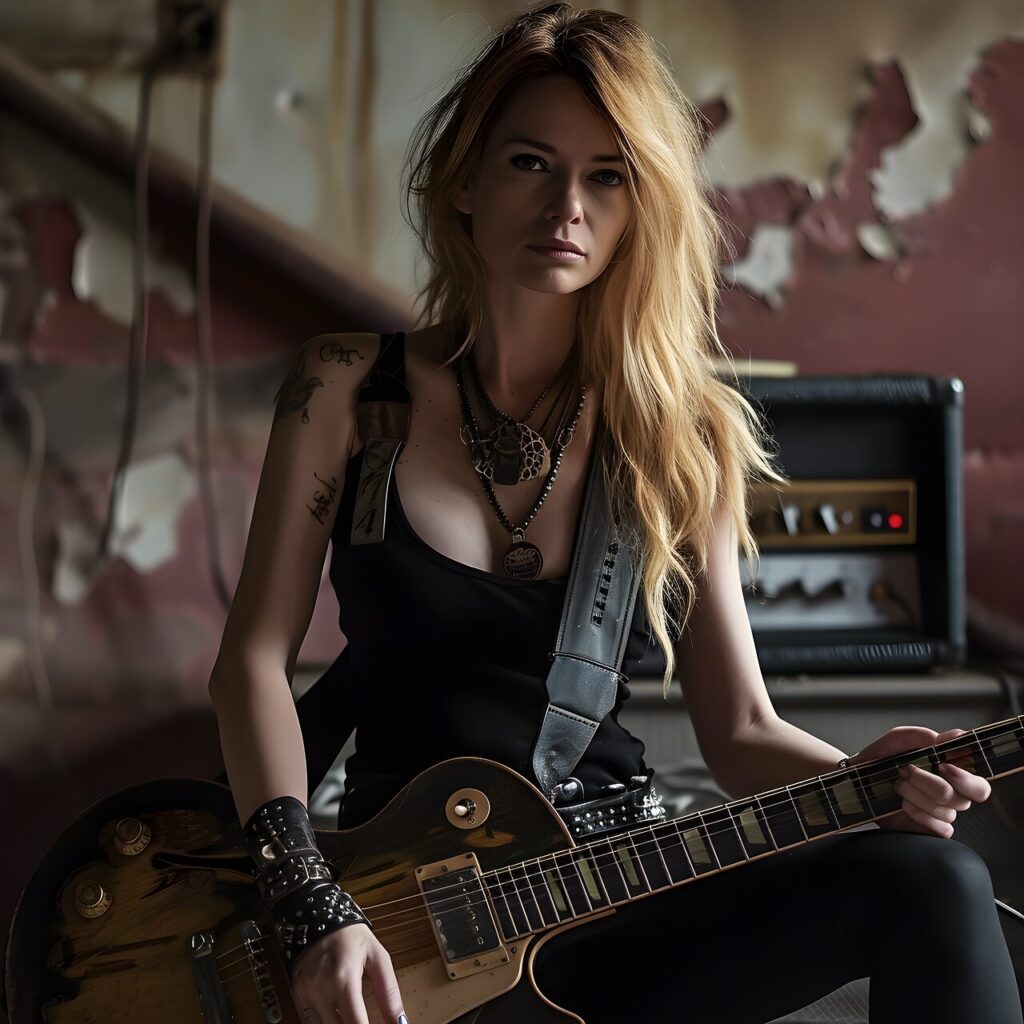 レスポールを持つ女性